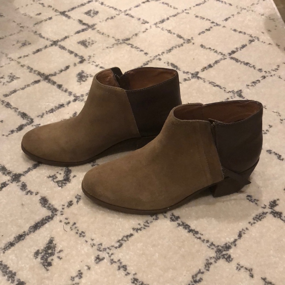Madewell Tan/Brown Cait Suede and Leather Booties